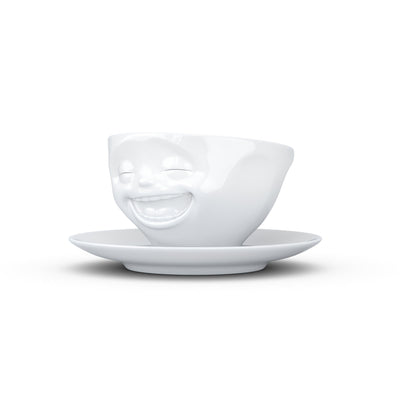 Premium B-Ware, Kaffeetasse - Lachend - 200 ml weiß