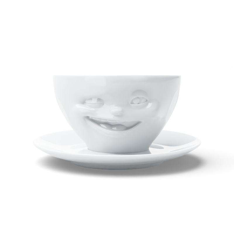 Premium B-Ware, Kaffeetasse - Zwinkernd - 200 ml weiß