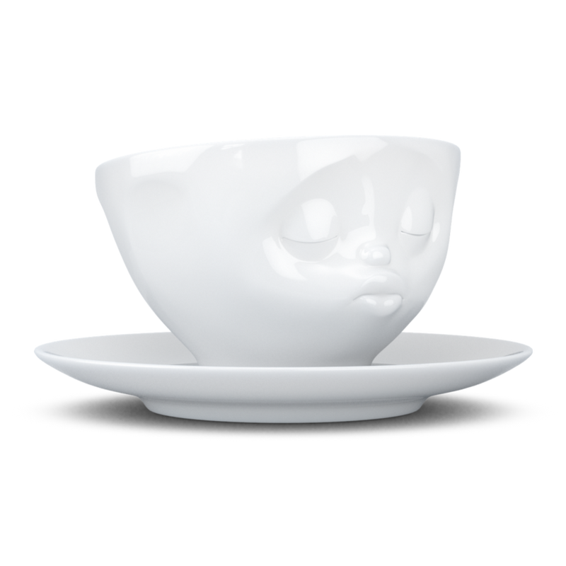 Premium B-Ware, Kaffeetasse - Küssend - 200 ml weiß - Niki Home