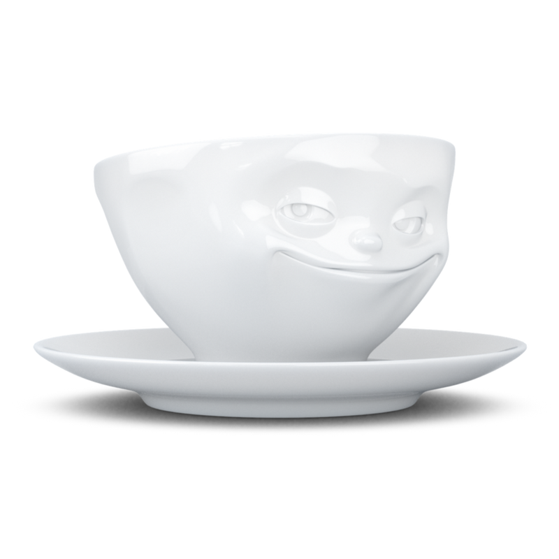 Premium B-Ware, Kaffeetasse - Grinsend - 200 ml weiß - Niki Home