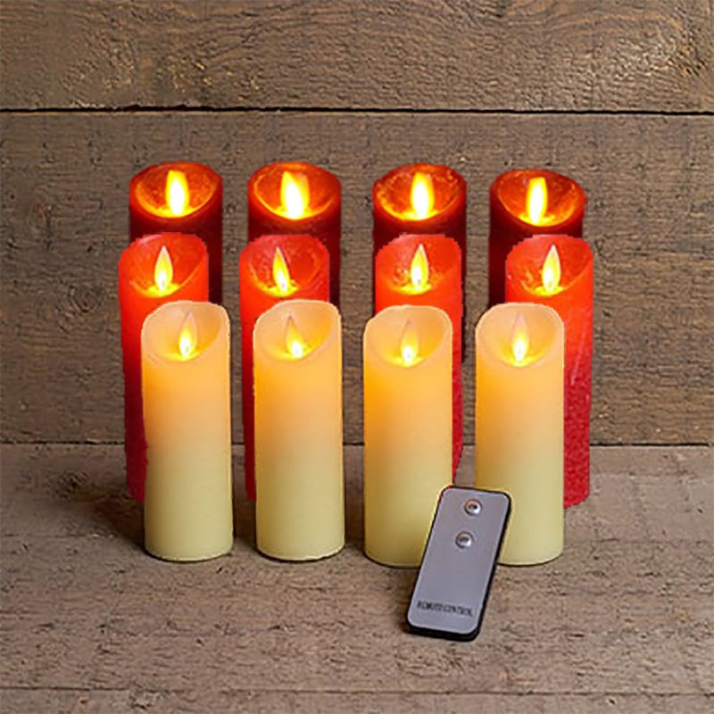 LED - Echtwachskerzen-4er-Set mit beweglicher Flamme in 4 Farben - 5,2 x 12,5 cm - Niki Home