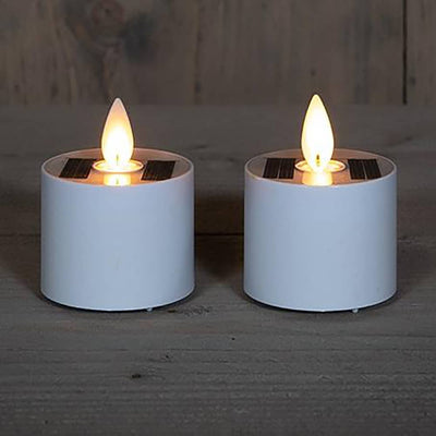 LED - Solar-/Outdoor-Teelicht Kerzen 2er-Set mit Flammeneffekt 5x6cm - Niki Home