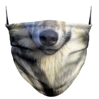 MUND-NASEN-MASKE - Community-Mask - Behelfsmaske: Tiergesicht Wolf - Niki Home